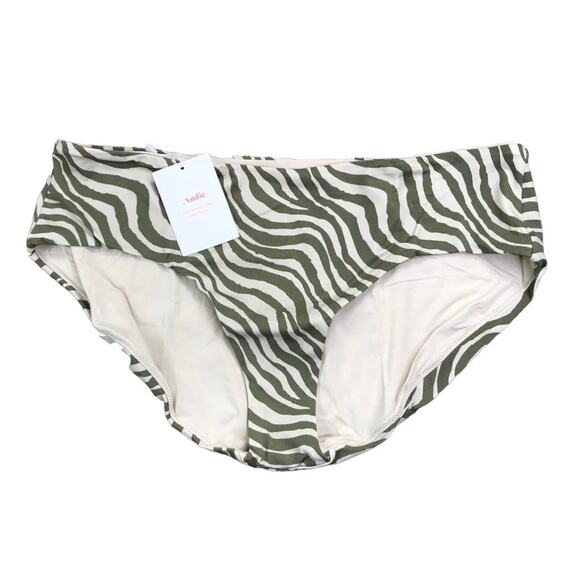 ANDIE Stripe Low Rise Bottom Women Sz L Olive Feminine Animal Resort Cottage NWT - Picture 4 of 12